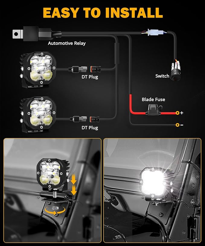 Auxbeam 3 Inch Led Pods Amber Fog White Off Road Driving Light XP-Ultra Series