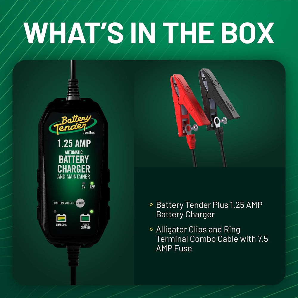 Battery Tender Plus 12V 1.25 AMP Battery Charger and Maintainer: Fully Select...