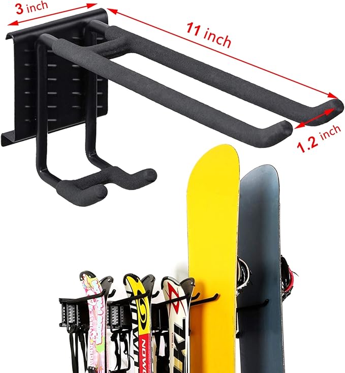 WALMANN Garage Storage Organization System Ski Wall Rack 10 Pairs of Skis Mount