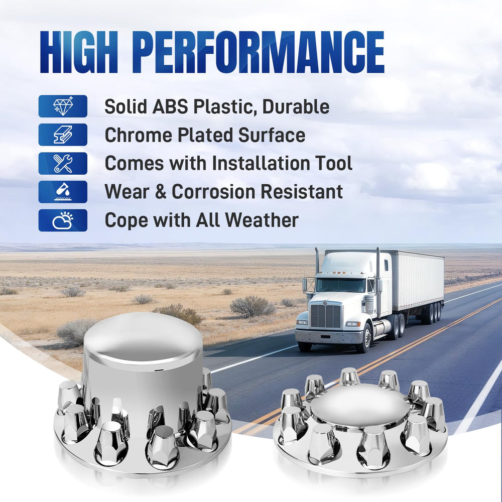 32/33mm Semi Truck Lug Nut Covers Wheel Covers Kit with 2 Front & 4 Rear,...