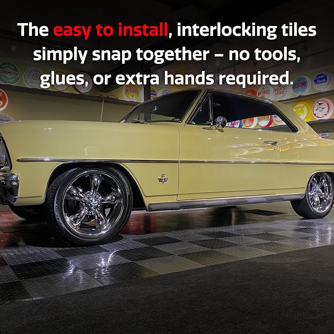 Big Floors RaceDeck CircleTrac, Interlocking Non-Slip Garage Flooring Tile (2...