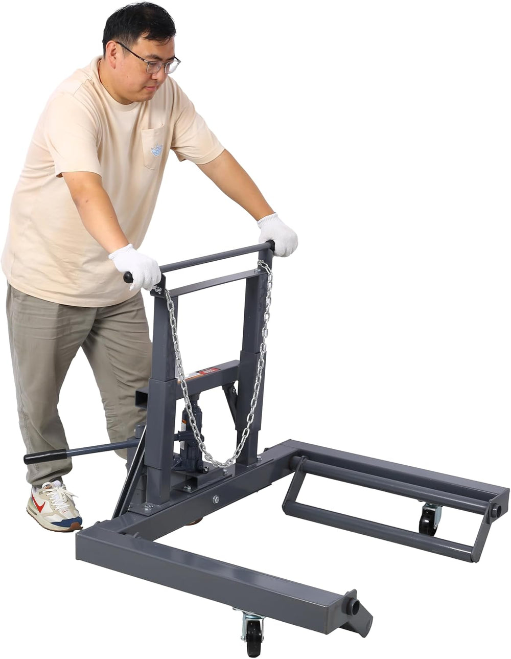 1500 lb Dual Wheel Dolly with Built-in Jack, Adjustable Height for Large Truc...