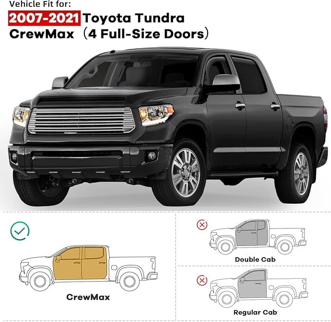 4PCS in Channel Rain Guards for Toyota Tundra Crew Max 2007 2008 2009 2010 2011