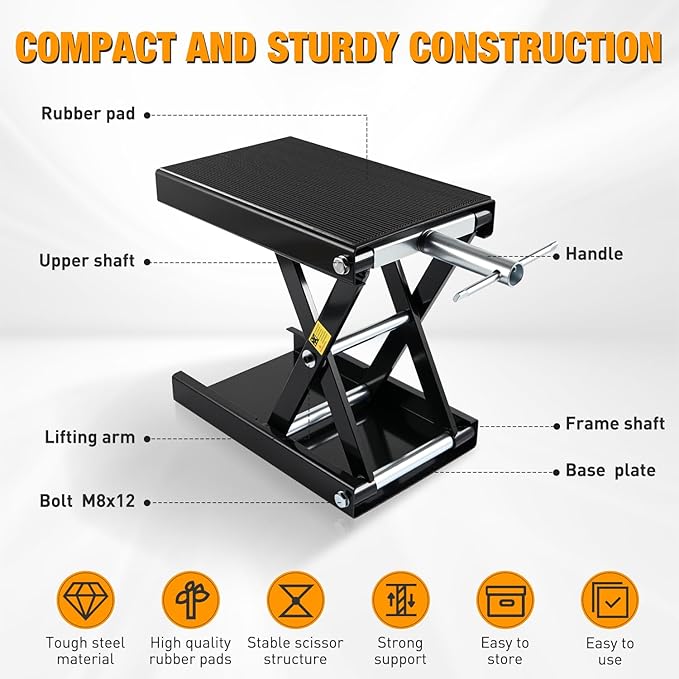 Nilight Motorcycle Lift Jack 1100 LBS Motorcycle Scissor Jack Stand Lift