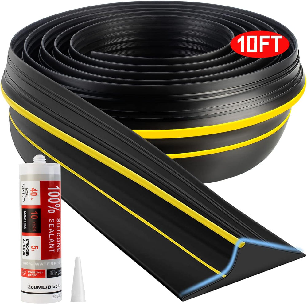 Jin&Bao Universal Garage Door Threshold Seal 10FT Rubber Strip & 1 Ad...