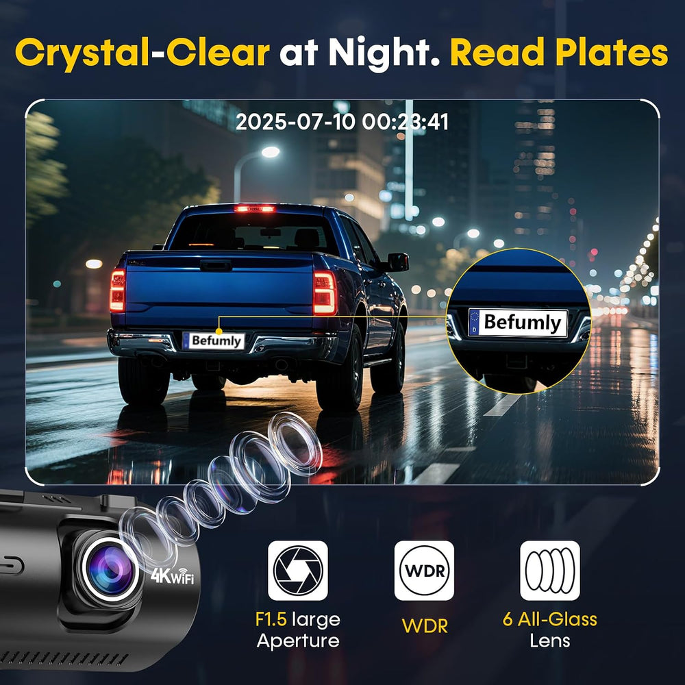 Front and Rear Dash Cam for Truck: 4K+1080P Dual Dash Camera for Ford F150