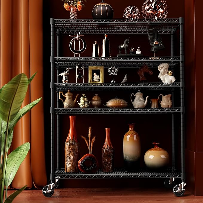 IZEUK Garage Shelving Wide Storage Shelves 5 Tier Metal Shelves Heavy Duty