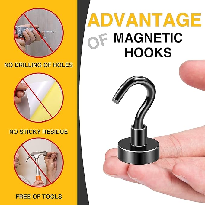 DIYMAG Magnetic Hooks, 30Lbs Strong Heavy Duty Cruise Magnet S-Hooks (75pcs)