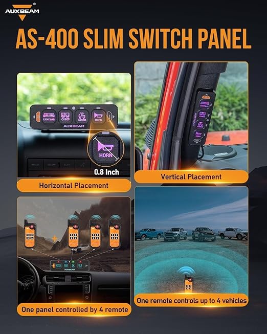 Auxbeam 4 Gang Slim Switch Panel Bluetooth RGB AS-400
