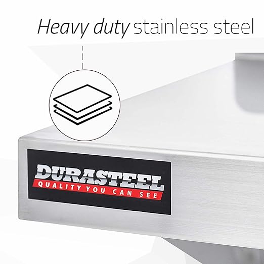 DuraSteel Stainless Steel Wall Mount Shelf 24" Wide x 14" Deep Comm...