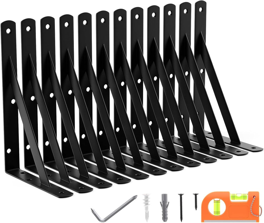 12-Pack 9 Inch Heavy Duty Shelf Brackets, Large Floating Shelf Bracket