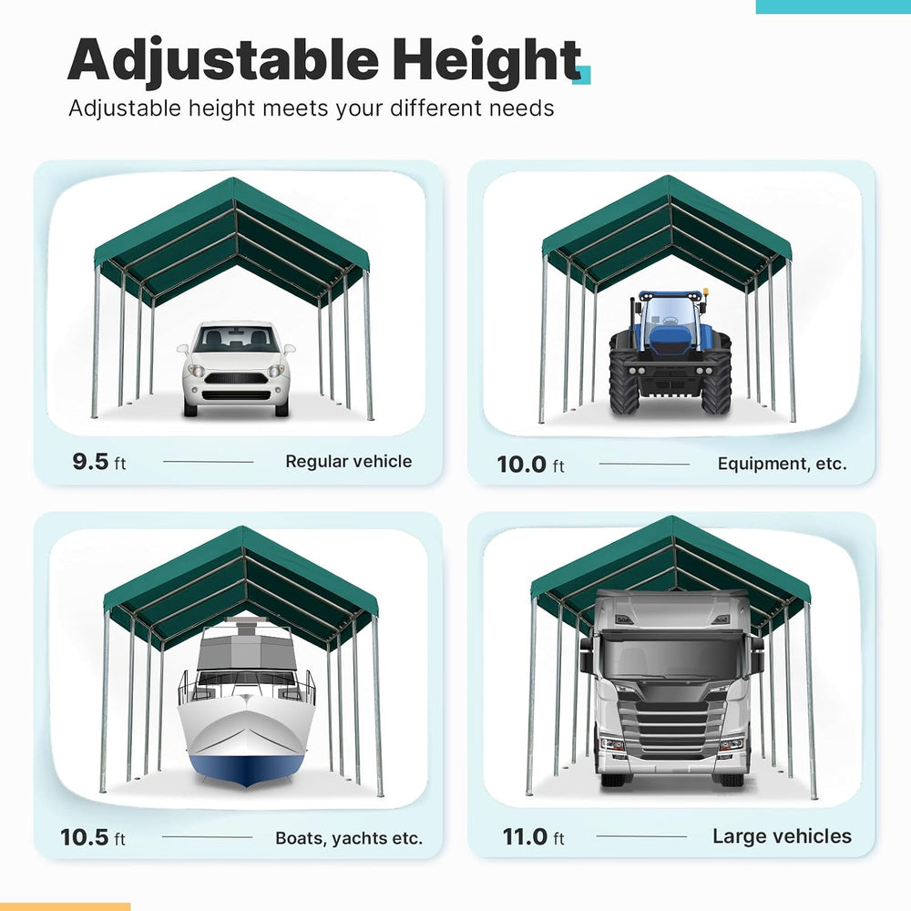 ADVANCE OUTDOOR 10x20 ft Heavy Duty Carport Potable Car Canopy Garage Party T...