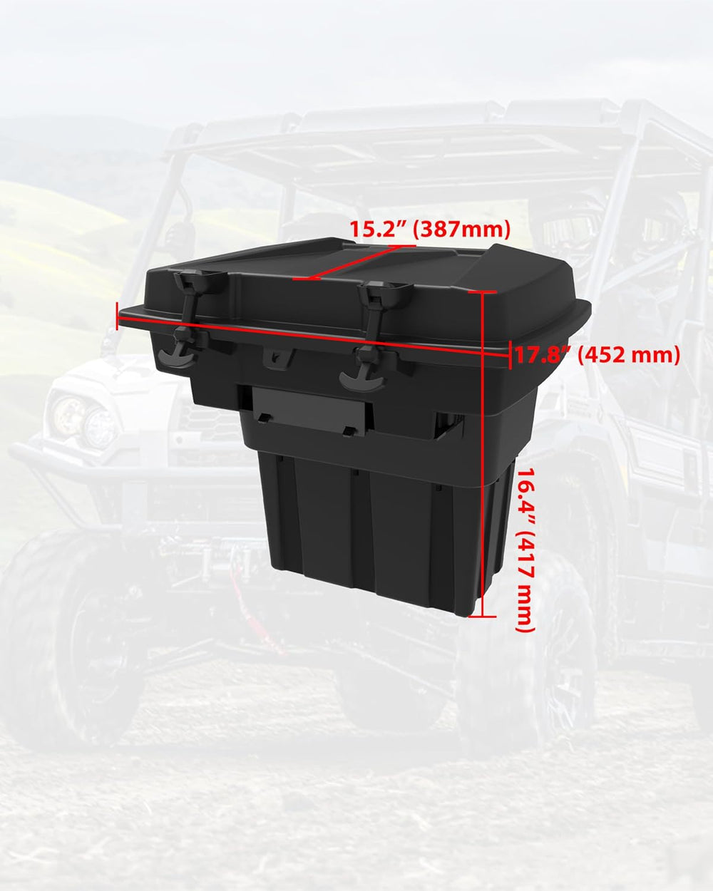 SAUTVS Rear Cargo Box for Kawasaki Mule PRO-FXT, 20L PP Storage Bin, Removabl...