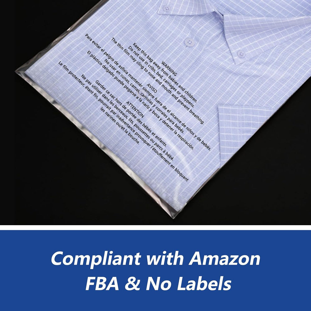 12" x 15" (500 Count) Clear Poly Bags with Suffocation Warning
