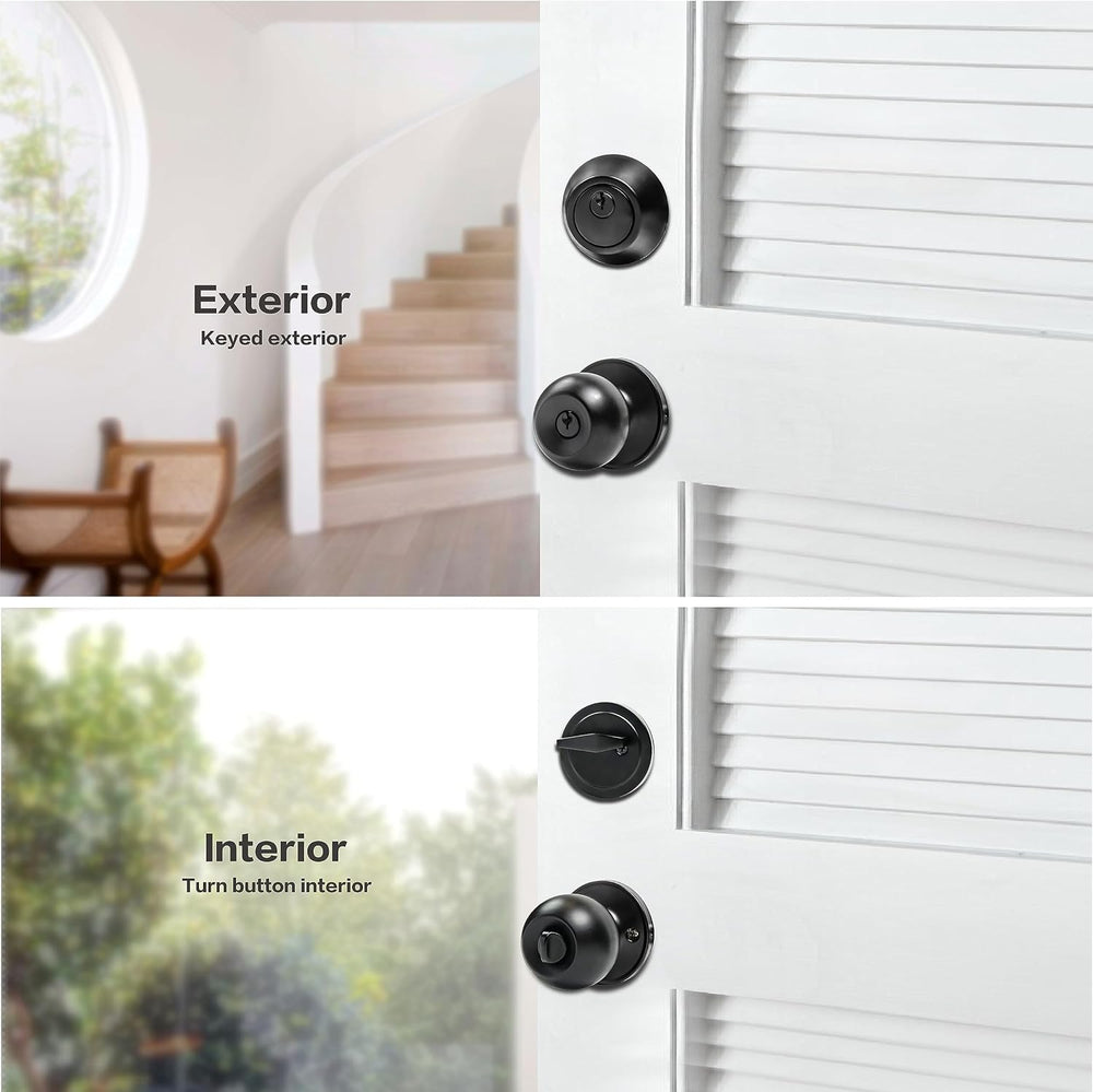 Exterior Door Lock Set with Deadbolt, Keyed Alike Door Lock with Key for Fron...