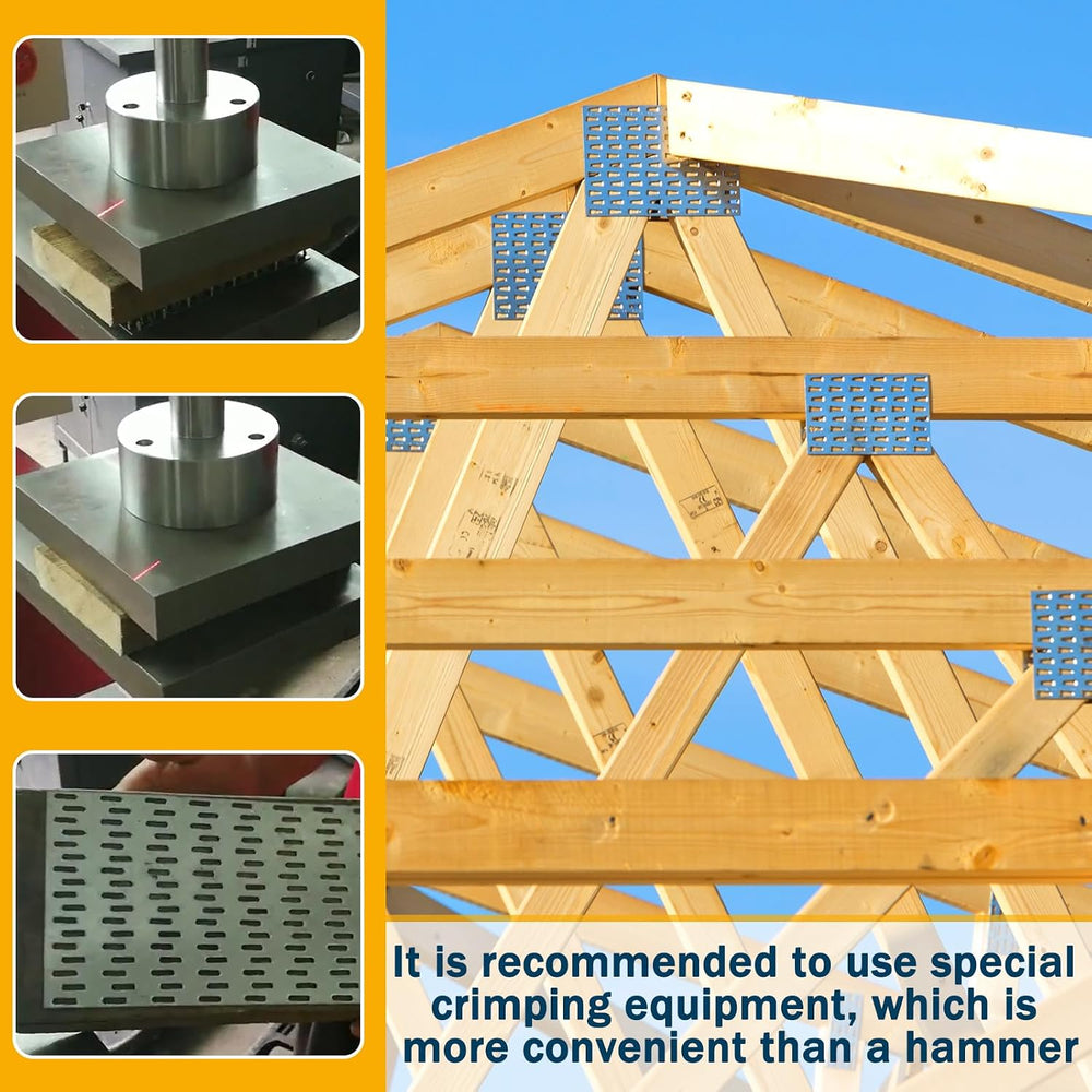 Shimeyao 100 Pcs 2x4 Inch Pronged Truss Mending Plates with 8mm Nail Teeth