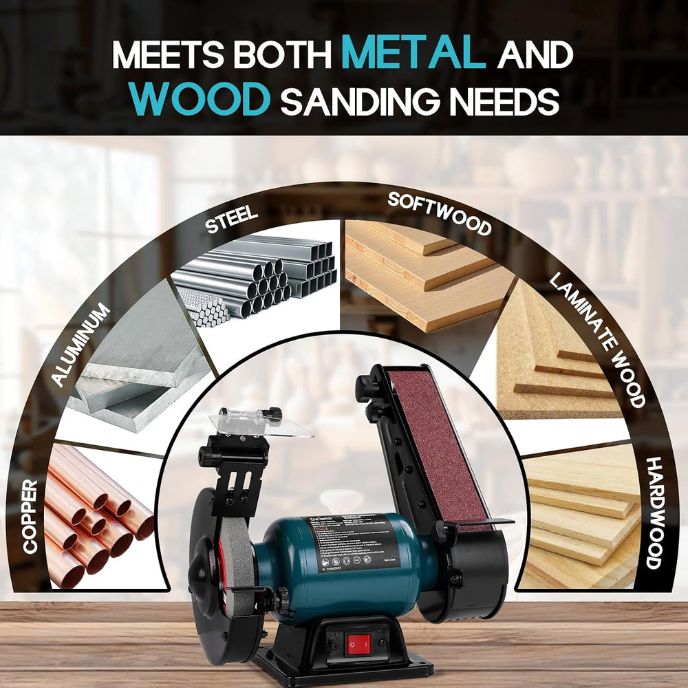 Compact Grinder Sander Combo, 6-Inch Grinding Wheel and 2" x 27" Sa...