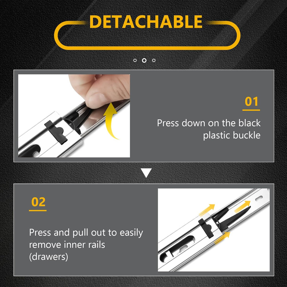 22 inch Ball Bearing Drawer Slides 6 Pairs (12pcs) - 100LB Capacity, Full Ext...