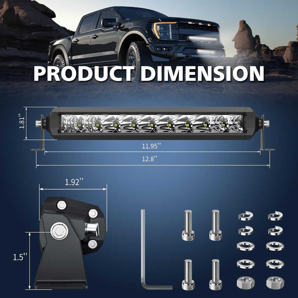 4WDKING Slim LED Light Bar 12 Inch Spot Flood Beam for Cars Trucks ATV UTV