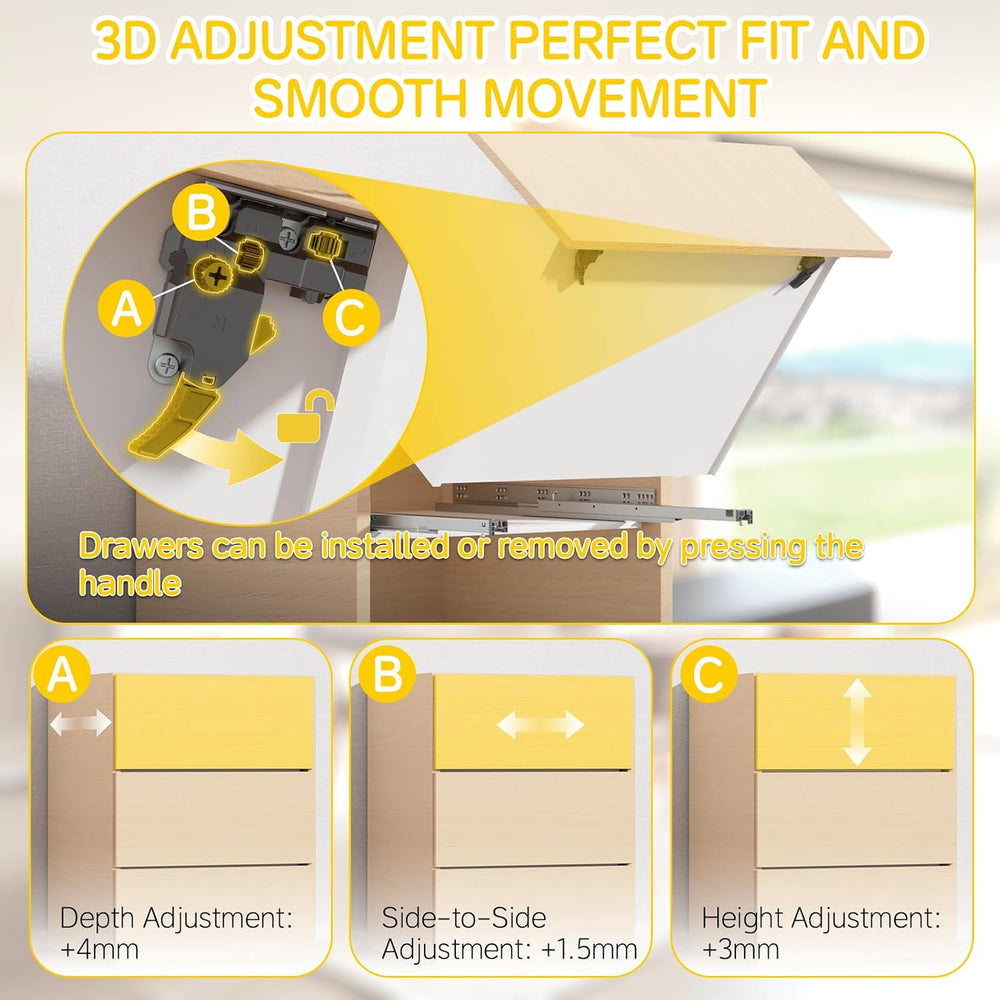 Onemake Undermount Soft Close Drawer Slides with Rear Mount Brackets, 3D Lock...