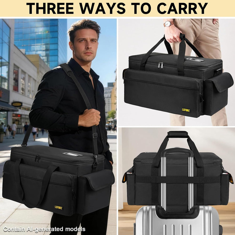 Large DJ Equipment Bag with 6 Detachable Dividers,DJ Cable File Bag with Lapt...