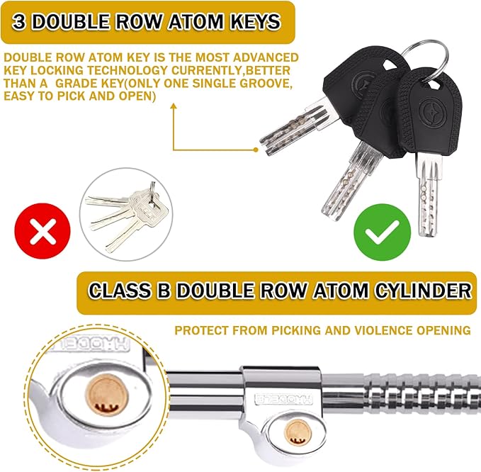 Tevlaphee Universal Steering Wheel Brake Lock Anti-Theft Retractable Double