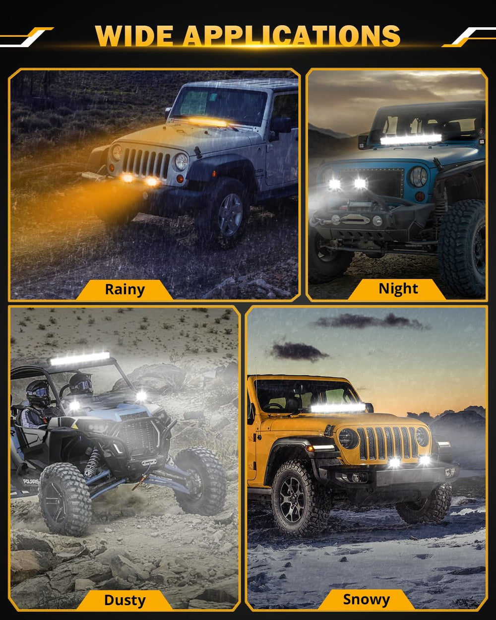 Auxbeam LED Light Bar 20 Inch 420W 6 Modes Strobe Amber White Offroad Light