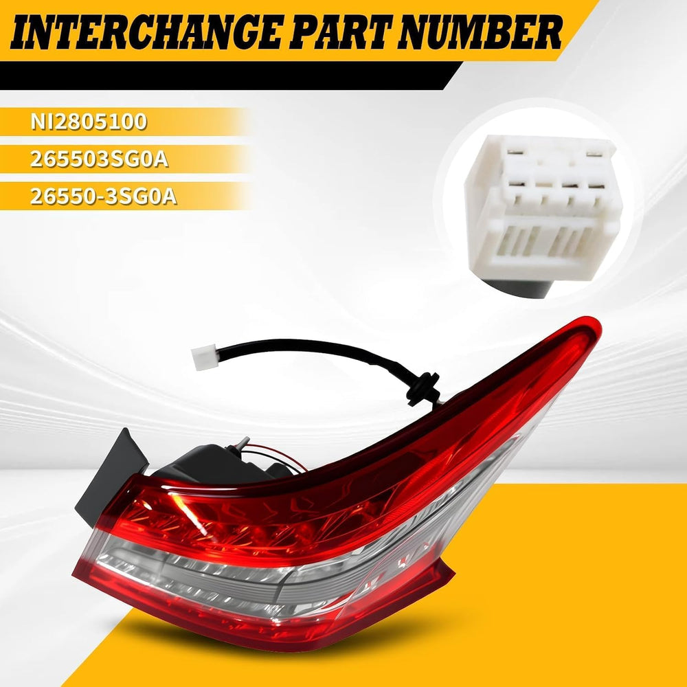 Right Outer Tail Light Assembly Compatible with Sentra 2013-2015 | W/Bulbs Pa...