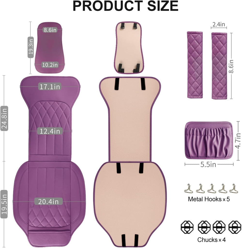 BEITK 2 Pack Waterproof Front Car Seat Covers for Car Truck SUV Purple