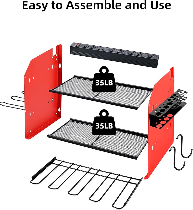 Power Tool Organizer wtih Charging Station,3 Layers Storage Rack