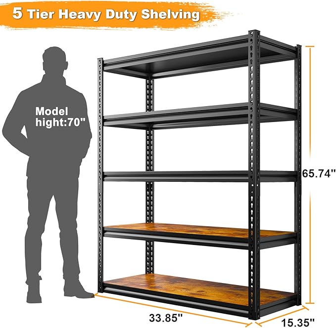 REIBII Garage Shelving 2500LBS Storage Shelves Adjustable Metal Shelving Heavy