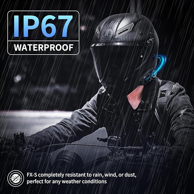 Fodsports FX-S Motorcycle Bluetooth Headset V5.4, 2-Way Helmet Intercom