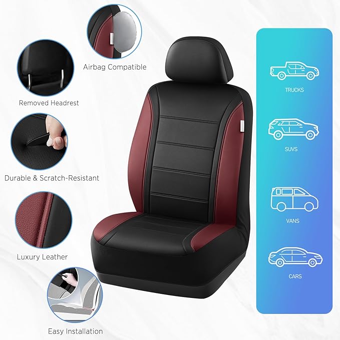 Road Comforts Leather Seat Covers, Breathable Car Seat Covers Front Seat