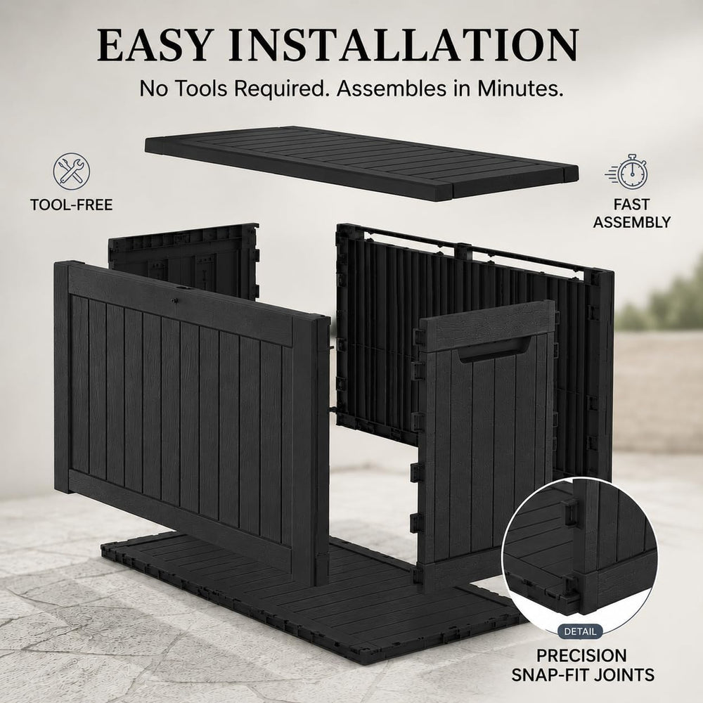 300 Gallon Outdoor Storage Box Resin Deck Box All Weather Waterproof Large Lo...