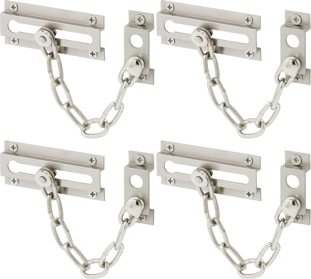 Prime-Line MP10304 Chain Door Lock, 3-5/16 in., Extruded Brass, Satin Nickel-...