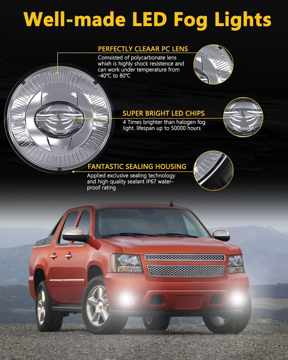 BICYACO Led Fog Lights 5202 Compatible with 07-14 Suburban/Tahoe/07-13 Avalan...