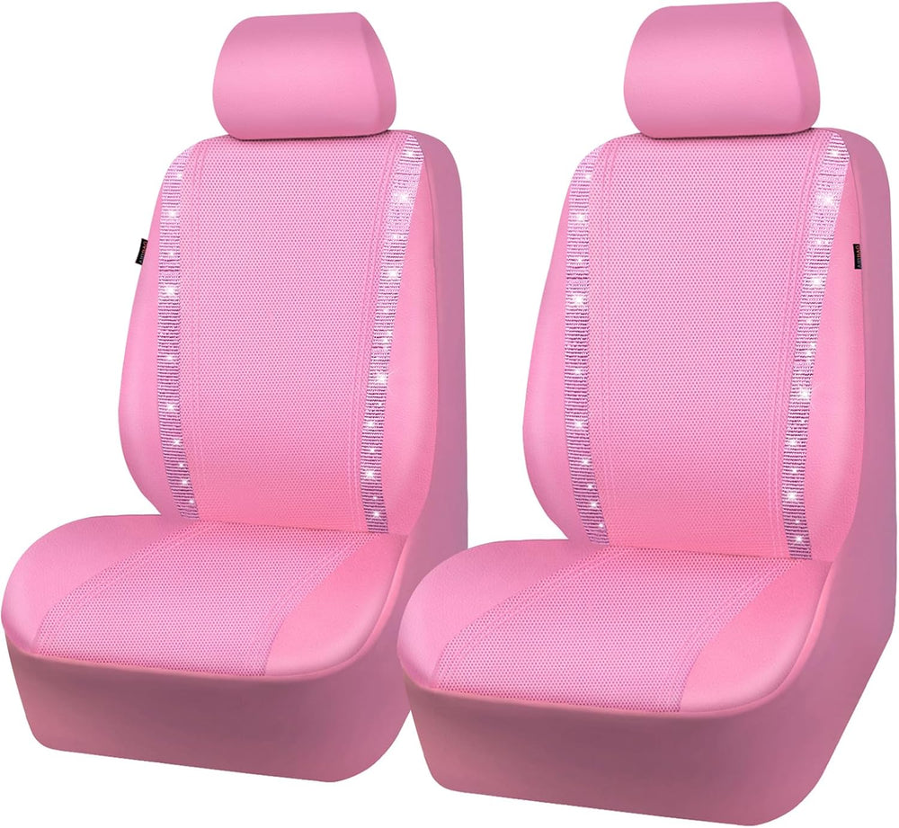 CAR PASS Bling Diamond Car Seat Covers, Shining Rhinestone Waterproof Faux Le...
