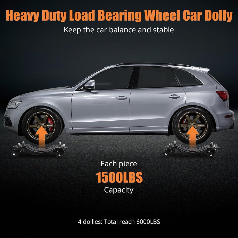 Car Dolly Set of 4, 6000 lbs Moving Tire Stake with Swivel Nylon Casters | 36...