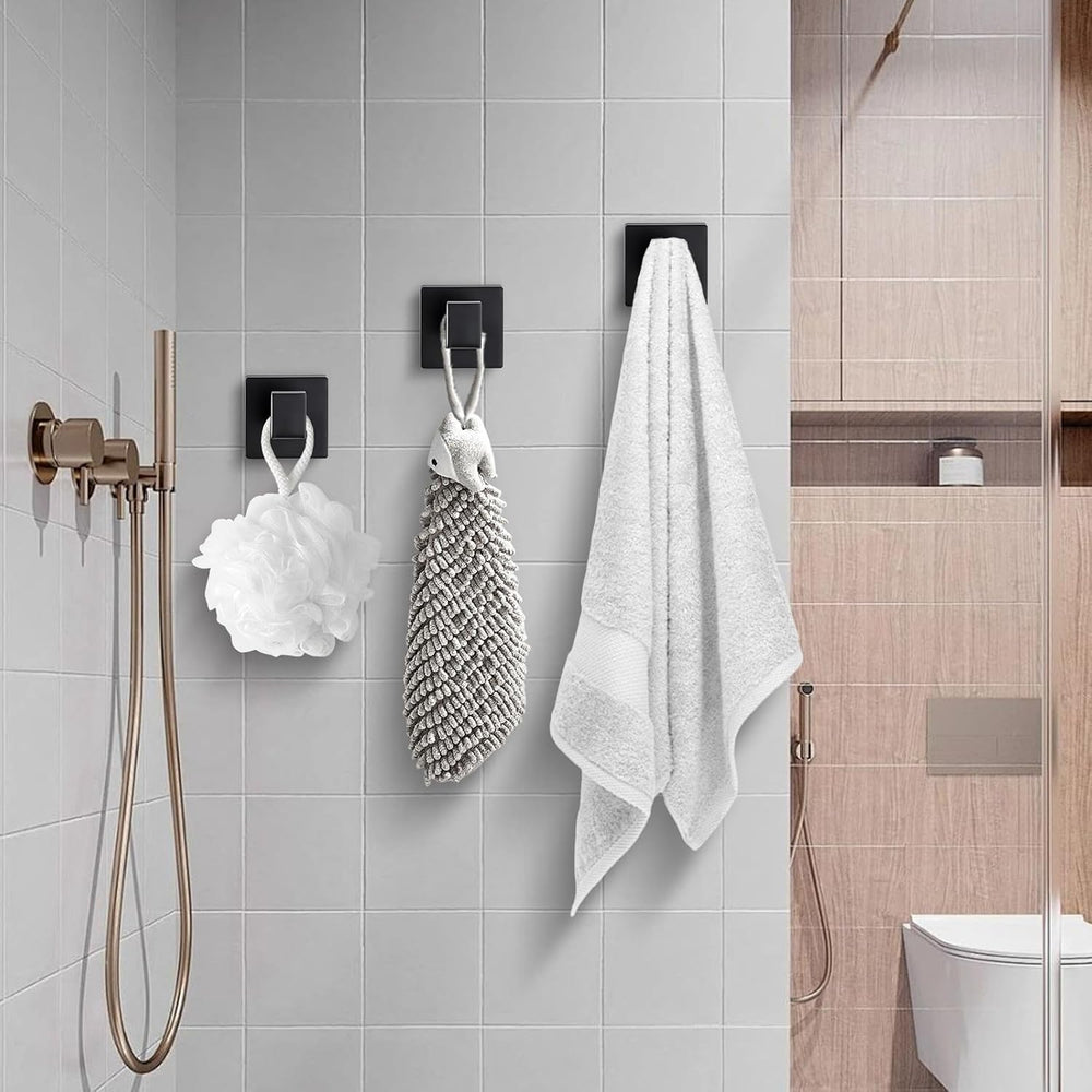 Matte Black Towel Hooks for Bathrooms, Heavy Duty Wall Mounted Stainless Stee...
