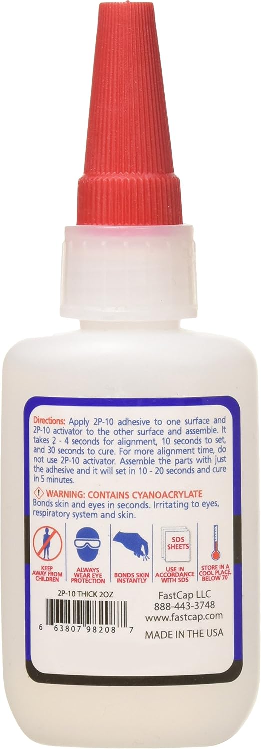 FastCap 2P-10 Super Glue Adhesive 2.25 Ounce Thick and 12 Ounce Activator Com...