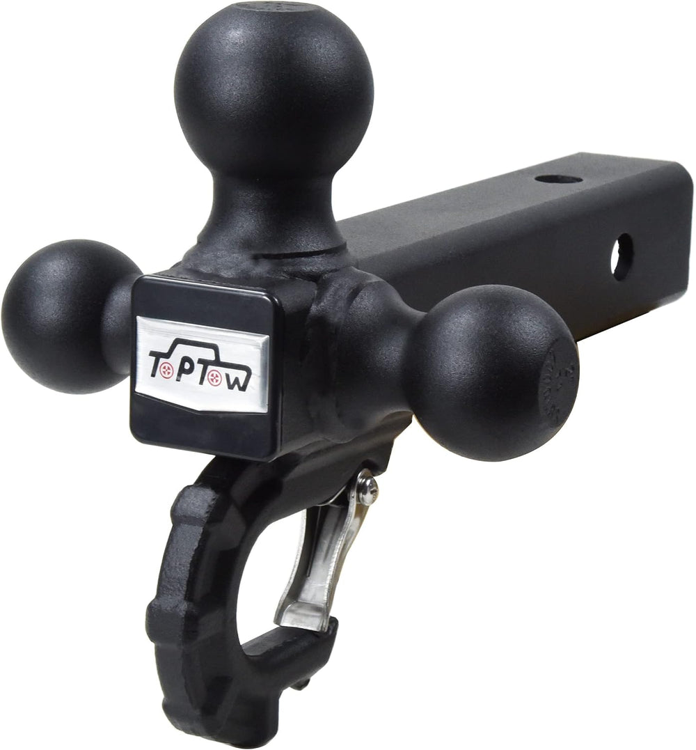 TOPTOW Trailer Hitch Tri-Ball Hitch with Hitch Balls & Beast Tow Hook Mat...