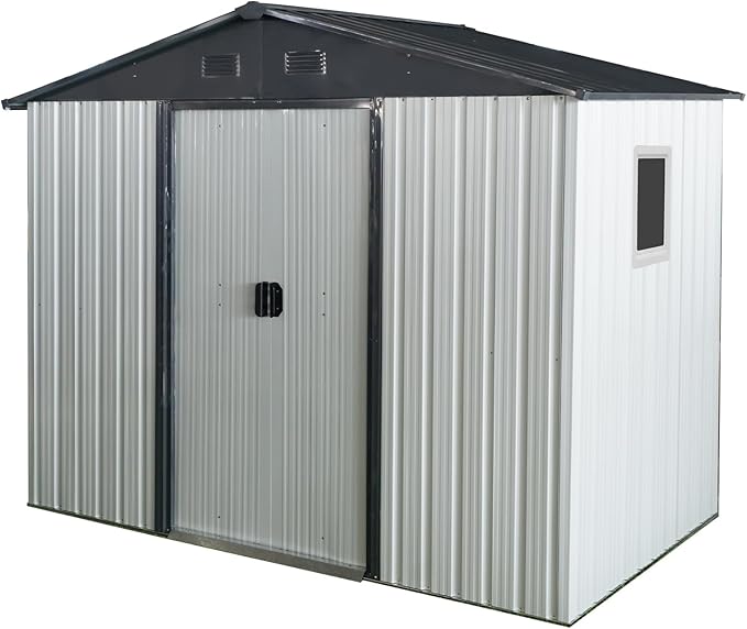 4x8 FT Outdoor Storage Shed, Metal Garden Shed