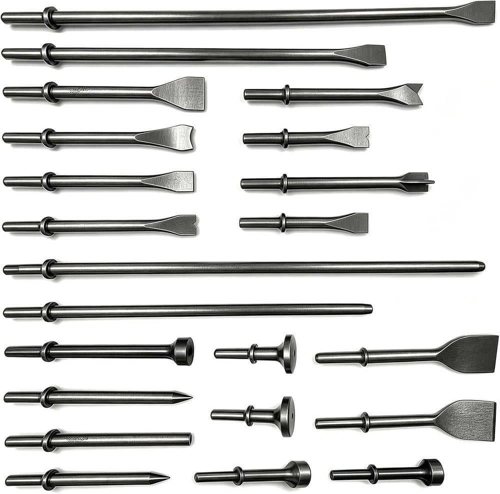 22‑Piece Air Hammer Bits Set,0.401 Inch Shank Pneumatic Chisel Bits Kit,Cr-Mo...
