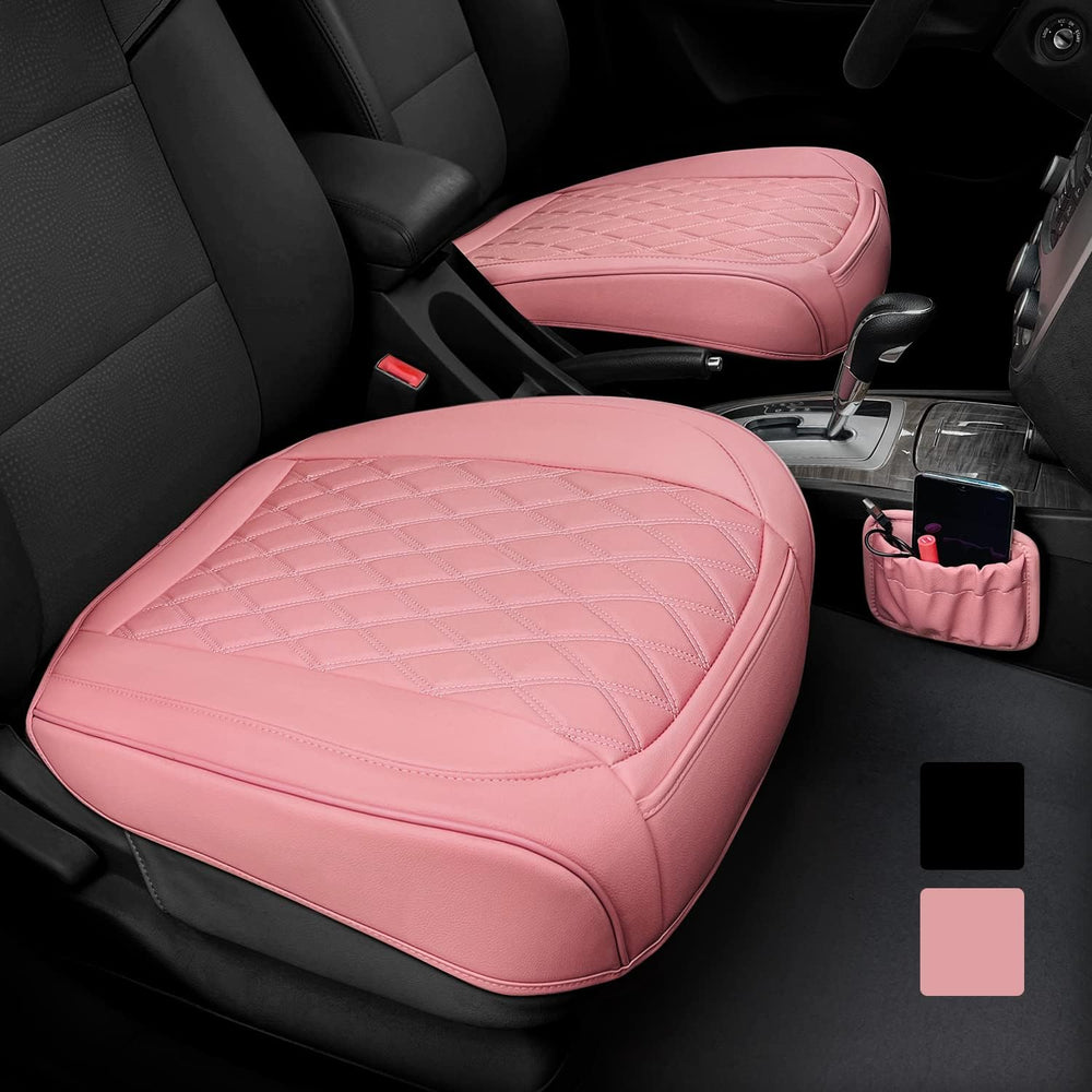 BEITK 2 Pack Leather Front Car Seat Bottom Covers Pink