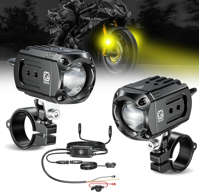 Kewig Motorcycle Auxiliary LED Lights Kit Driving Fog Spotlights