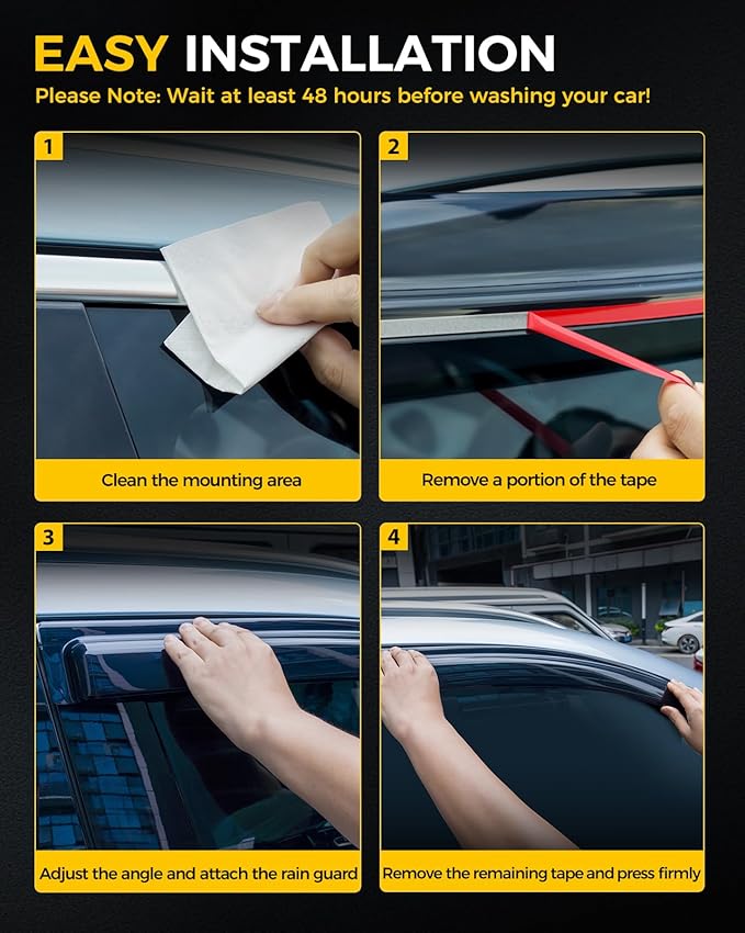Rain Guards for Car Windows, Tape-On Window Visors Rain Guards Fit for Honda ...