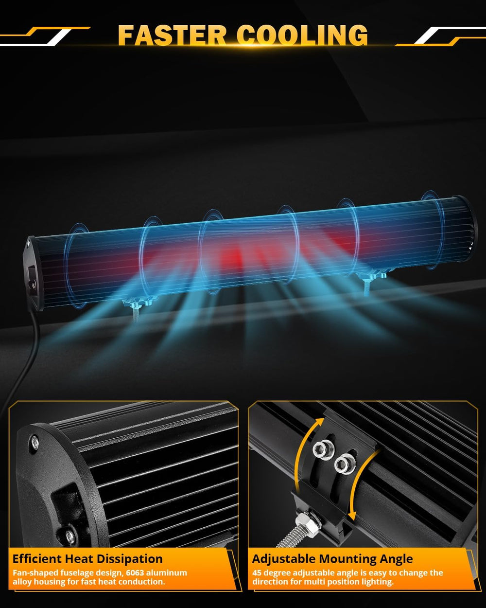 Auxbeam LED Light Bar 20 Inch 420W 6 Modes Strobe Amber White Offroad Light