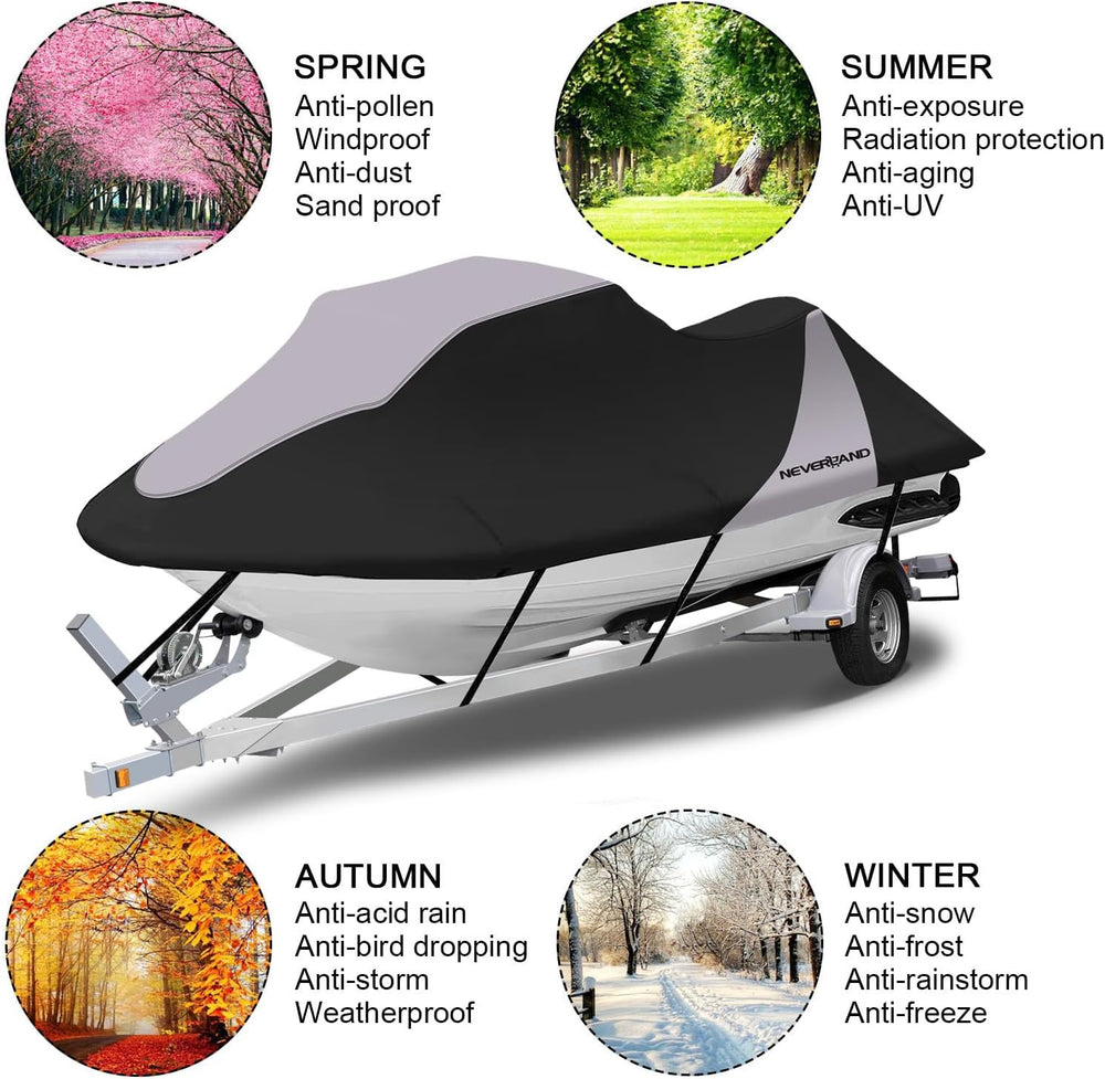 Trailerable Jet Ski Cover Waterproof - 600D Compatible with Yamaha Seadoo, Je...