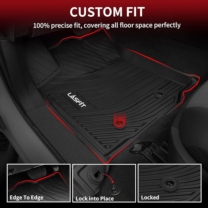 LASFIT Floor Mats for Toyota Tacoma 2016-2023 Double Cab All Weather Custom Fit