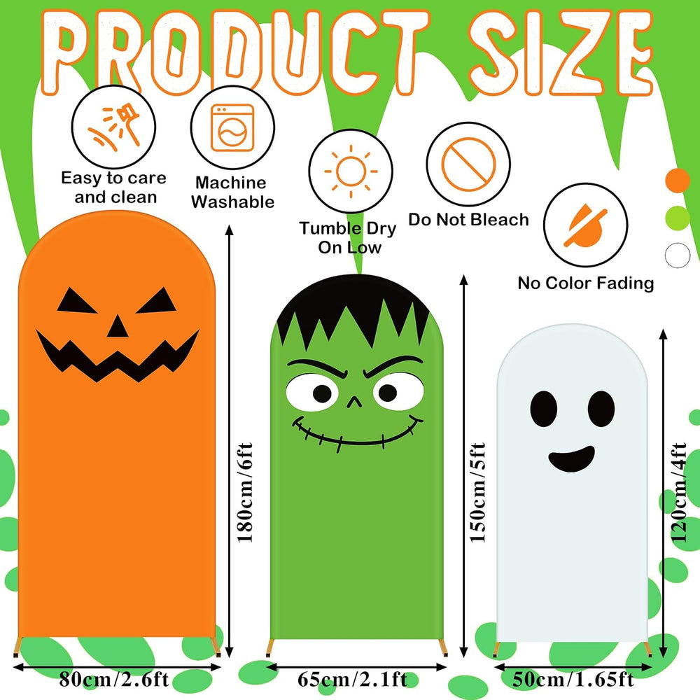 Moukeren 3 Pcs Halloween Arch Cover 4ft 5ft 6ft Pumpkin Ghost Theme